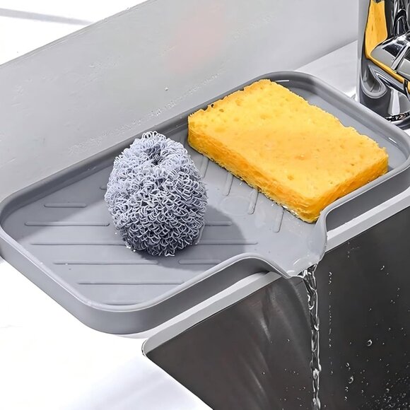 Silicone Soap Dish, 9.6"×5.3" Silicone Soap Holder for Bathroom and Kitchen, - Picture 7 of 8